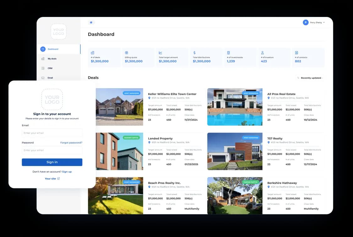 Hedge fund investor portal dashboard