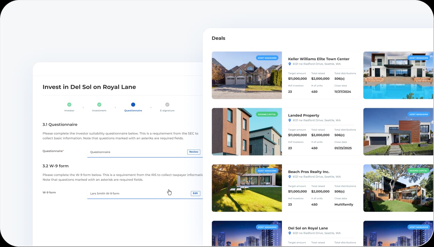 Blind pool managers dashboard