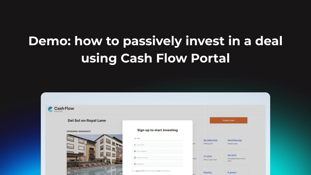 Demo: how to passively invest in a multifamily real estate deal using our investor portal