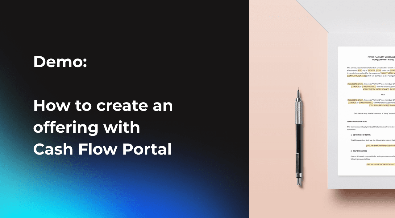 How to create an offering with Cash Flow Portal